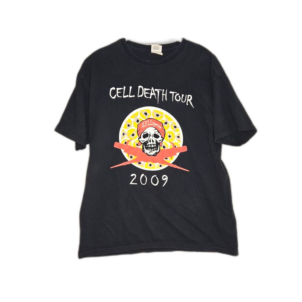 Cell Death Tour 2009 Graphic Band Tee Skull Lightning T-Shirt Men's Size L Y2K